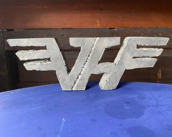 Cast aluminum Van Halen logo emblem, 1980s heavy metal