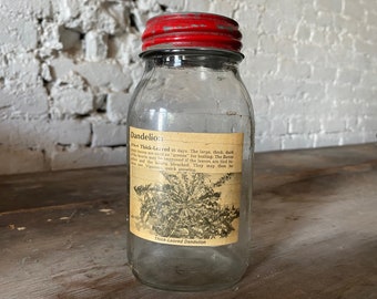 Vintage Mason Jar, Dandelion seed packet from Zettler General Store, Columbus Ohio, canning jar collectible ephemera FREE DOMESTIC SHIPPING