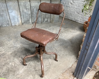 Antiker DoMore Stuhl, Industrieller Bürostuhl, Arbeitsstuhl, Machine Age, 1920er Jahre, made in USA