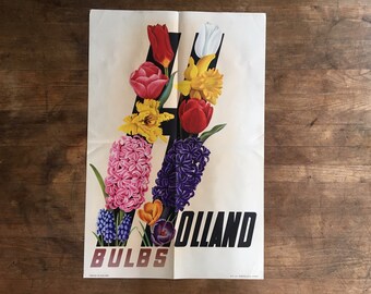 Vintage Holland Bulbs Advertising Poster, Flower Ephemera 1960s Dutch Bulbs 02