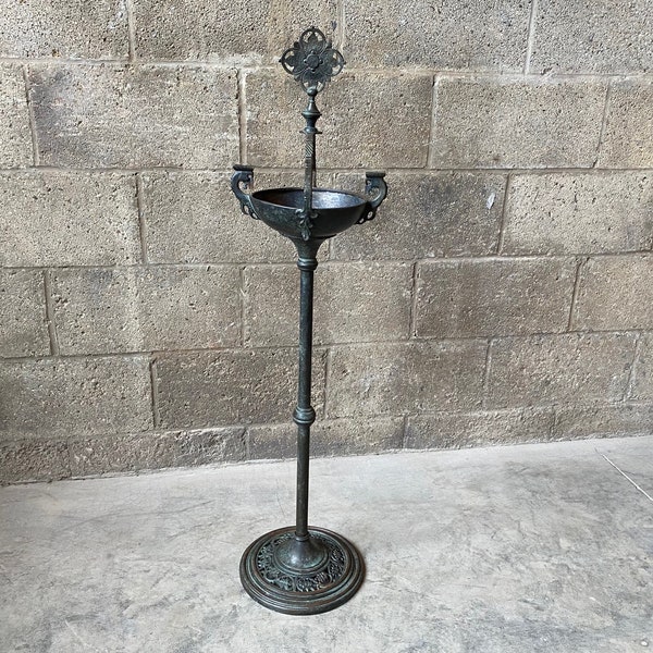 Antique Smoking Stand by Oscar Bach, Bronze Cigar Stand c. 1920s  / Art Deco Metalwork