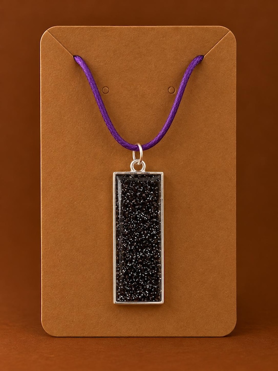 Black Glitter Resin Pendant Necklace