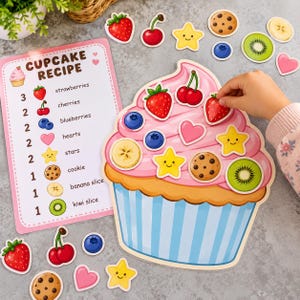 Build a Cupcake Counting Game, Preschool Math Printable, Kindergarten Counting Activity 1-5, Toddler Busy Book, Homeschool Cut and Play PDF
