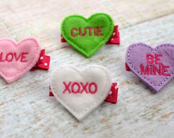 Conversation Heart Hair Clips (Set of 4)