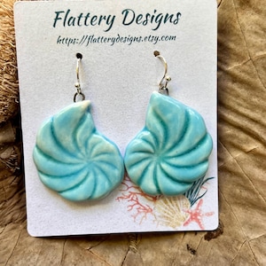 Nautilus Shell Porcelain Earrings