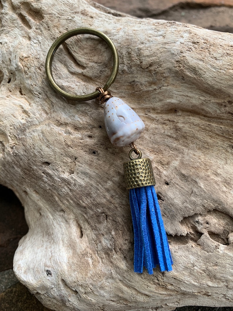 Beachy Cone Shell Tassel Keychain