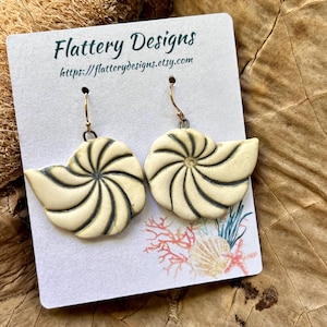 Nautilus Shell Porcelain Earrings