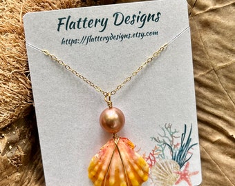 Hawaiian Sunrise Shell Pearl Necklace