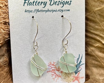 Blue Sea Glass Earrings