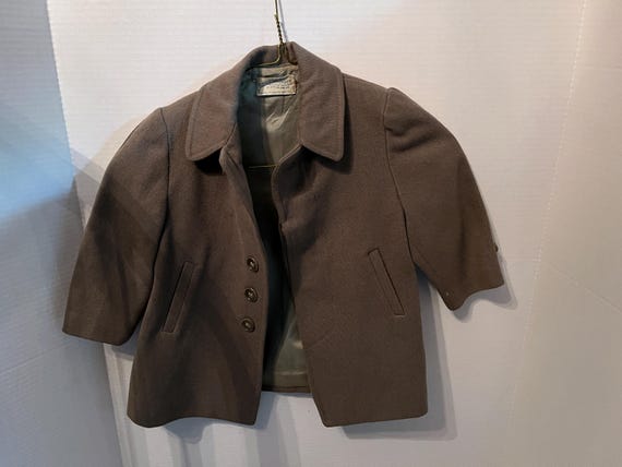 Vintage Toddler's Twill Coffee Brown Overcoat