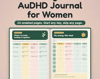 Late Diagnosed AuDHD Journal for Women, 3 Colour Themes, Undated Printable for Masking & Burnout, A5 PDF