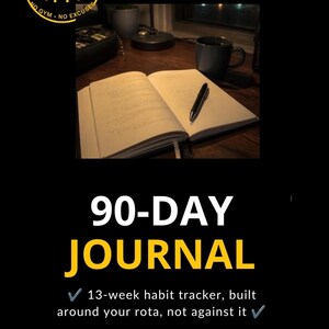 Journal de remise en forme de 90 jours pour les travailleurs postés, suivi des habitudes (PDF), journal de progression, planificateur d'entraînement imprimable
