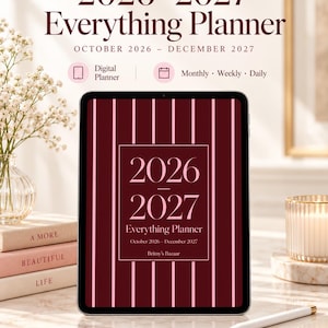 Digital planerare 2026–2027 | Månads-, vecko- och daglig alltplanerare | Ifyllbar PDF | Oktober 2026–december 2027