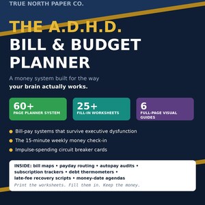 Guide financier pour les personnes atteintes de TDAH (livre numérique) | Établir un budget adapté au TDAH, gérer les dépenses impulsives et automatiser ses factures grâce à des feuilles de travail