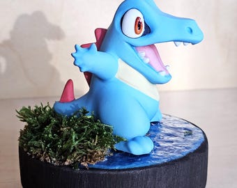 Totodile Poké statue - hand painted by artist