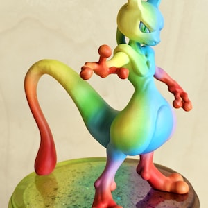 Mewtwo Poké GX statue - hand painted Rainbow Rare - artist Limited Edition