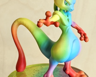 Mewtwo Poké GX statue - hand painted Rainbow Rare - artist Limited Edition