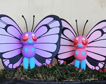 Pink Butterfree Poké statue - hand painted by artist