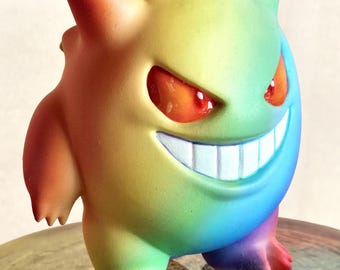 Gengar Poké ghost statue - hand painted Rainbow Rare - artist Limited Edition