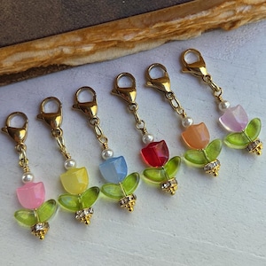 Flower Planner/Journal/Badge Charm or Zipper Pull - Choice of Gold or Sliver tone