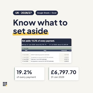 UK Sole Trader Tax Tracker 2026/27, Self Assessment & MTD Spreadsheet (Google Sheets + Excel)