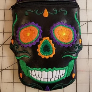 Molina Sugar Skull purse, bag, wristlet, Sugarskull zippered bag, wallet, crossbody bag, over the shoulder bag