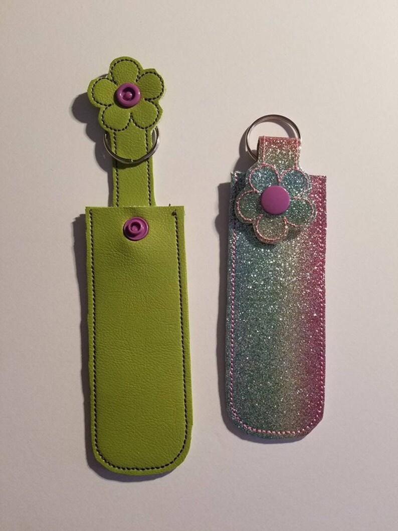 Key Fob Lip Gloss Holder Made From Vinyl Glitter Vinyl Etsy