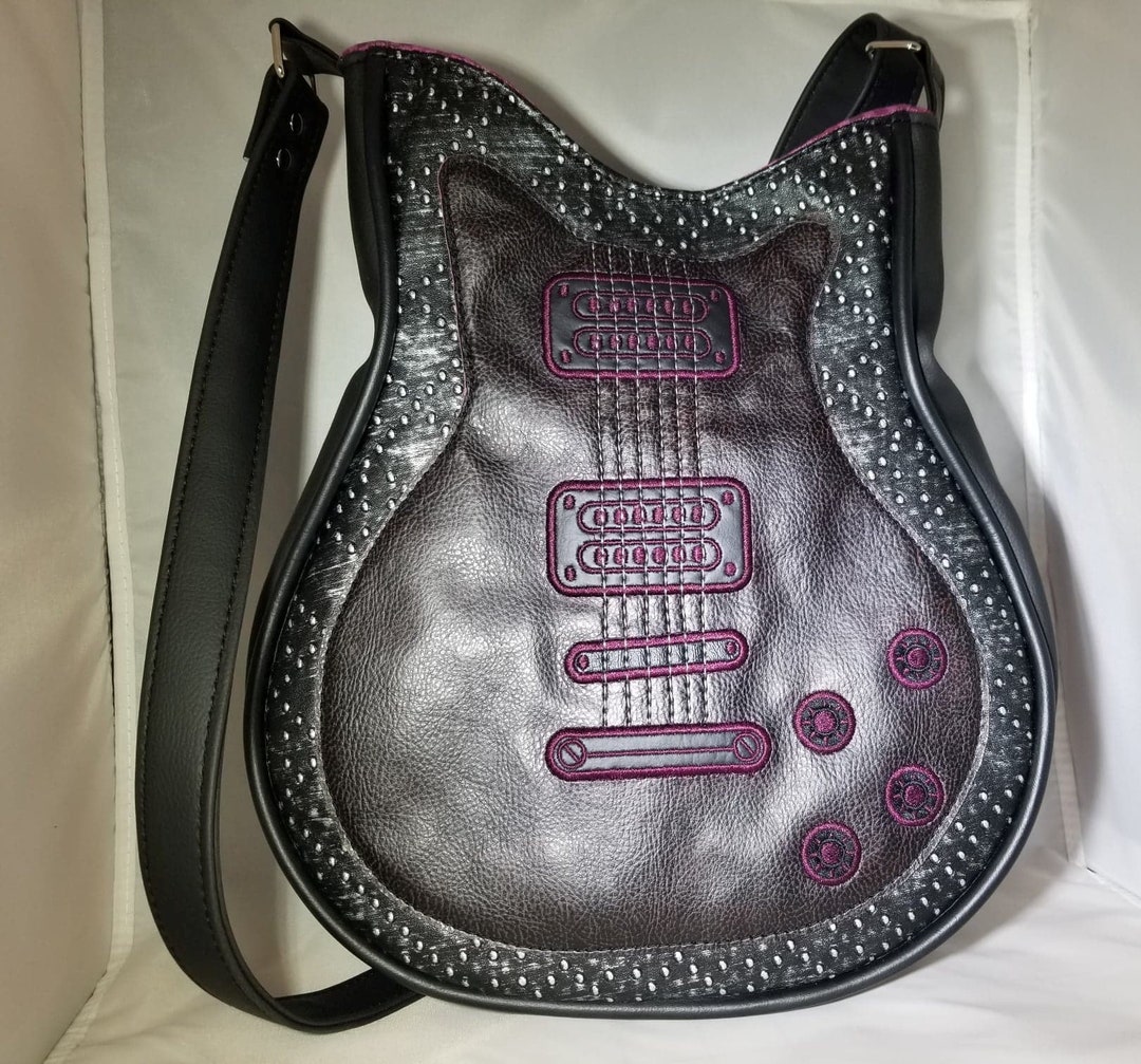 Guitar Crossbody Purse Handbag Made With Faux Leather Very Etsy