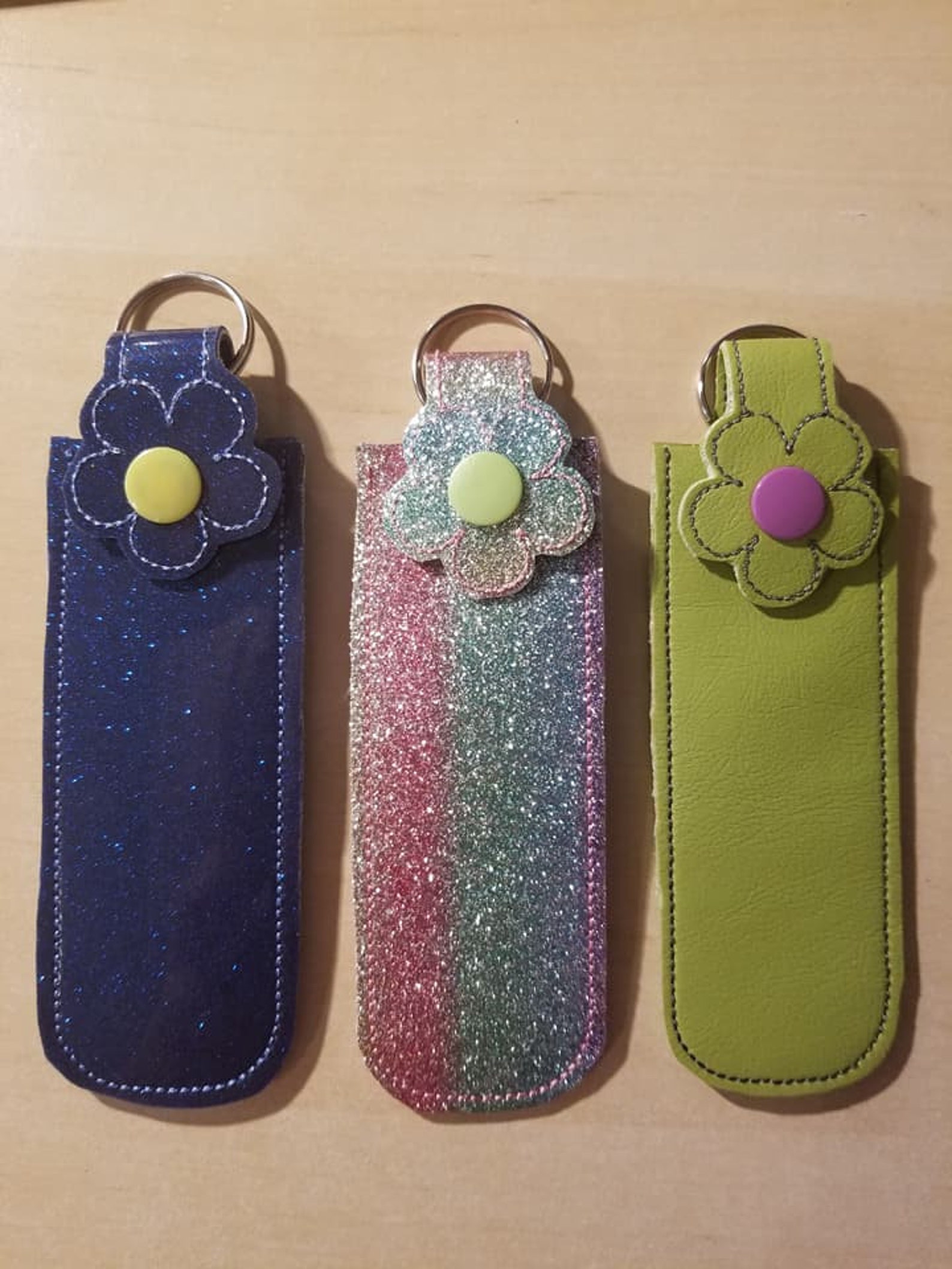 Key Fob Lip Gloss Holder Made From Vinyl Glitter Vinyl Etsy