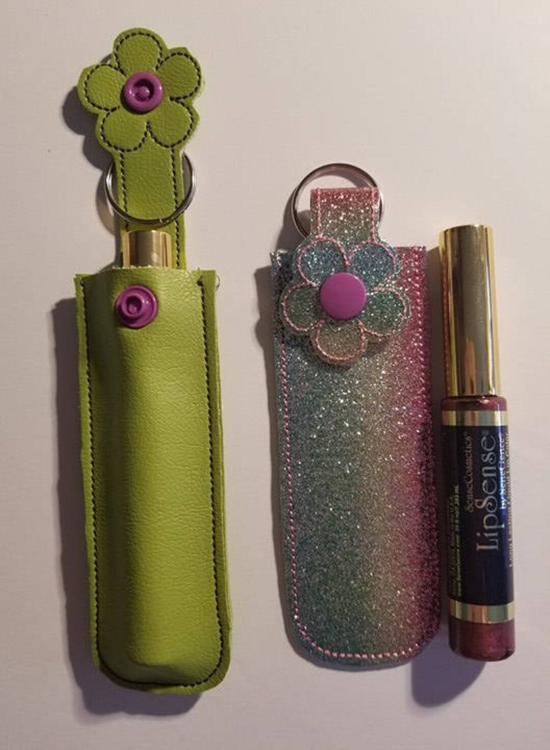Key Fob Lip Gloss Holder Made From Vinyl Glitter Vinyl Etsy
