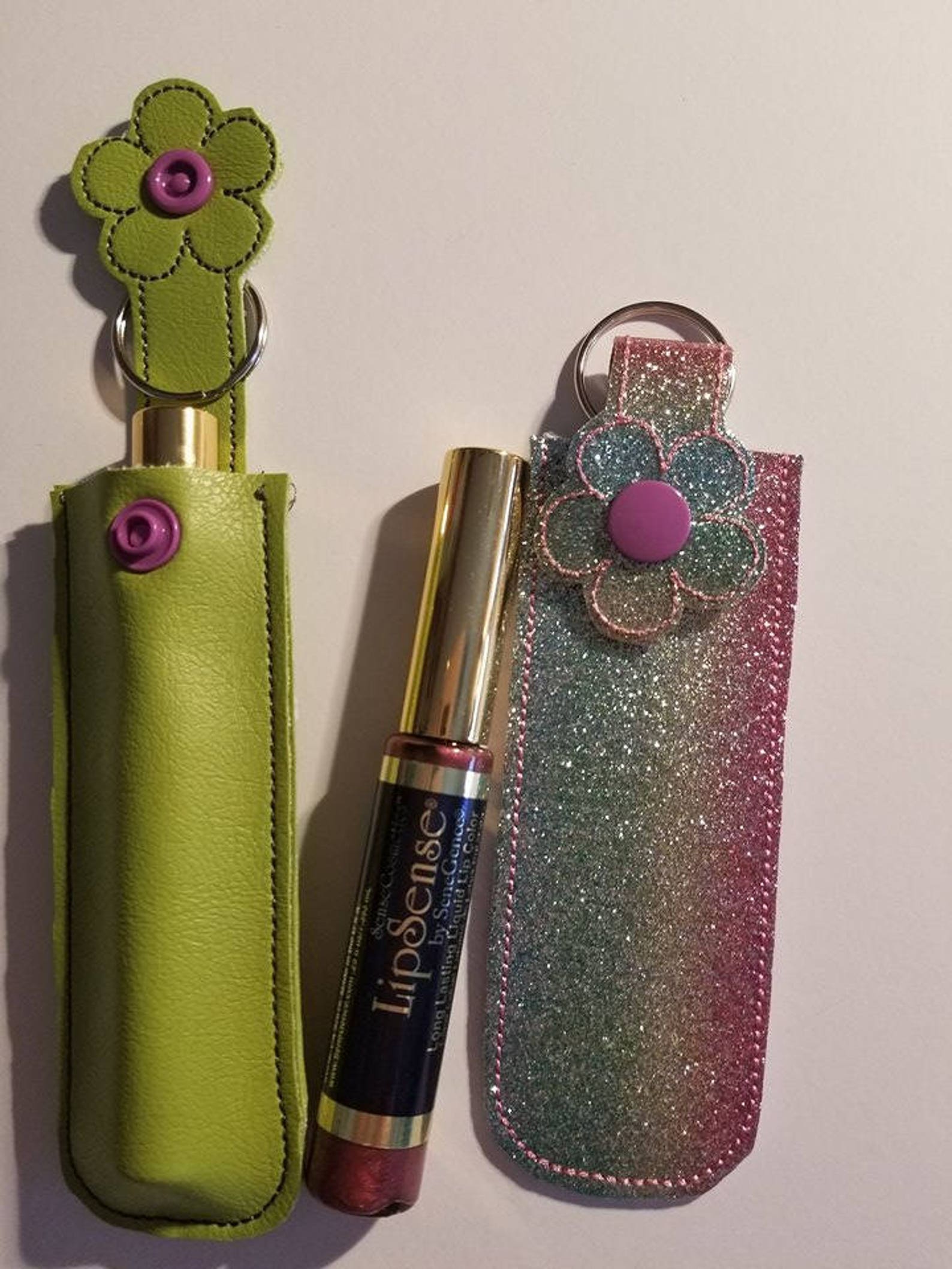 Key Fob Lip Gloss Holder Made From Vinyl Glitter Vinyl Etsy