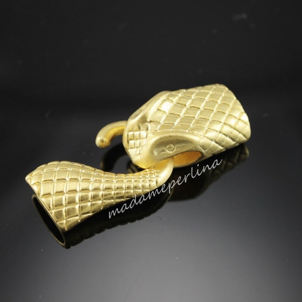 Snake Clasp 22k gold plate for Leather cord for use with 11x5mm glue in clasp  mdla105