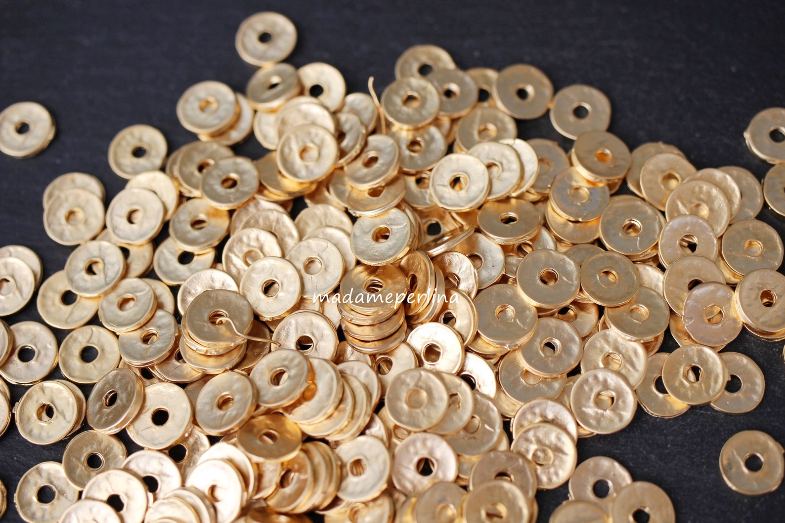 10 Coin disc beads 24K matte gold plated tribal 10mm heshi Etsy