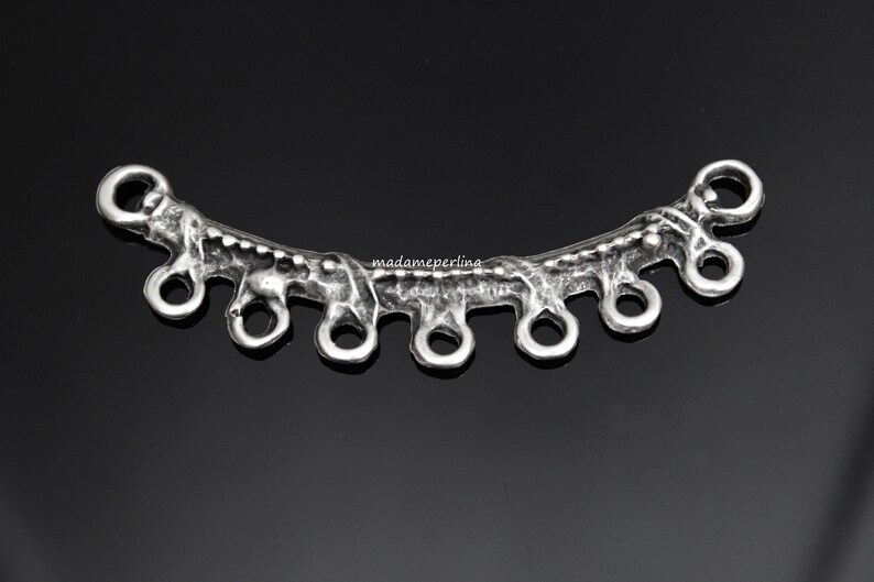 1 Pendant connector Large Necklace chandelier Matte Silver Plated Bib blank Turkish jewellery supplies findings mdla851B