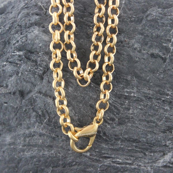 chain with clasp 22k matte gold plated brass 3mm 1.59 feet turkish Jewelry supplies components MDLA383