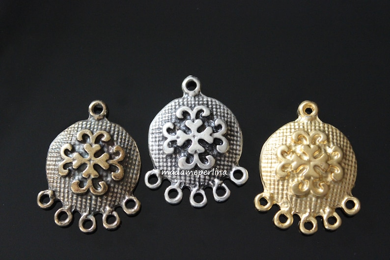 2 Cross Chandelier connector pendant earrings link silver plated over brass baroque style turkish Jewellery supplies findings mdla0028b