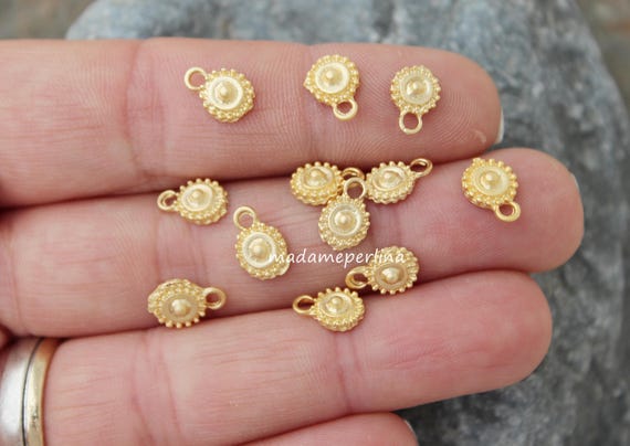 20 Mini Charms 24k Gold plated floral coins charm Turkish Jewellery making supplies findings components mdla0268C
