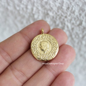 20 Mini Charms 24k Gold plated floral coins charm Turkish Jewellery making supplies findings components mdla0268C