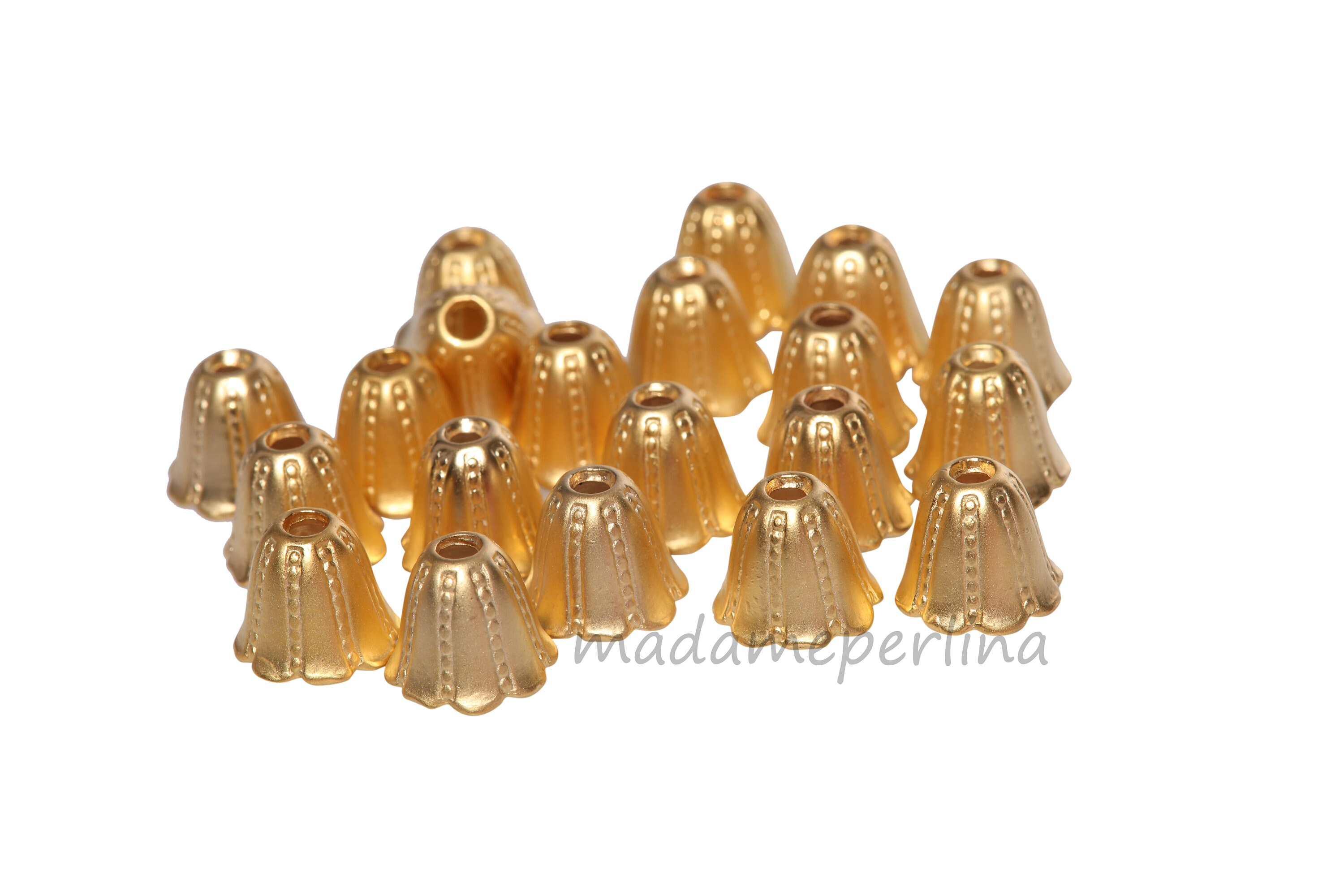 4 Cone caps Bead End Cap 12mm bell 24k Matte Gold Plated Etsy