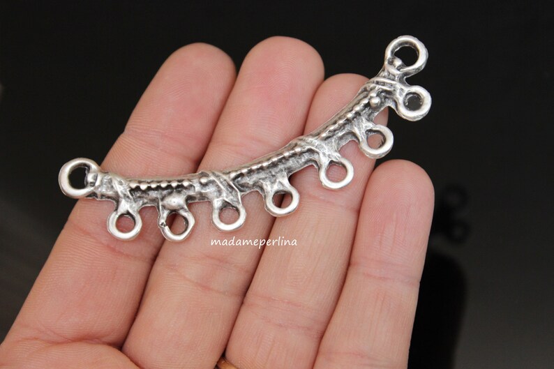 1 Pendant connector Large Necklace chandelier Matte Silver Plated Bib blank Turkish jewellery supplies findings mdla851B