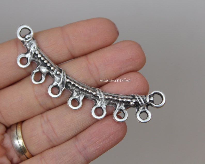 1 Pendant connector Large Necklace chandelier Matte Silver Plated Bib blank Turkish jewellery supplies findings mdla851B