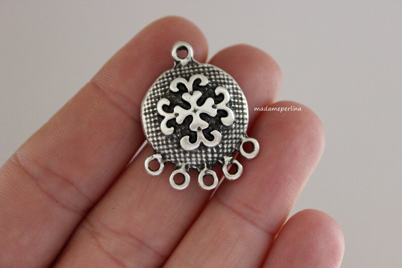 2 Cross Chandelier connector pendant earrings link silver plated over brass baroque style turkish Jewellery supplies findings mdla0028b