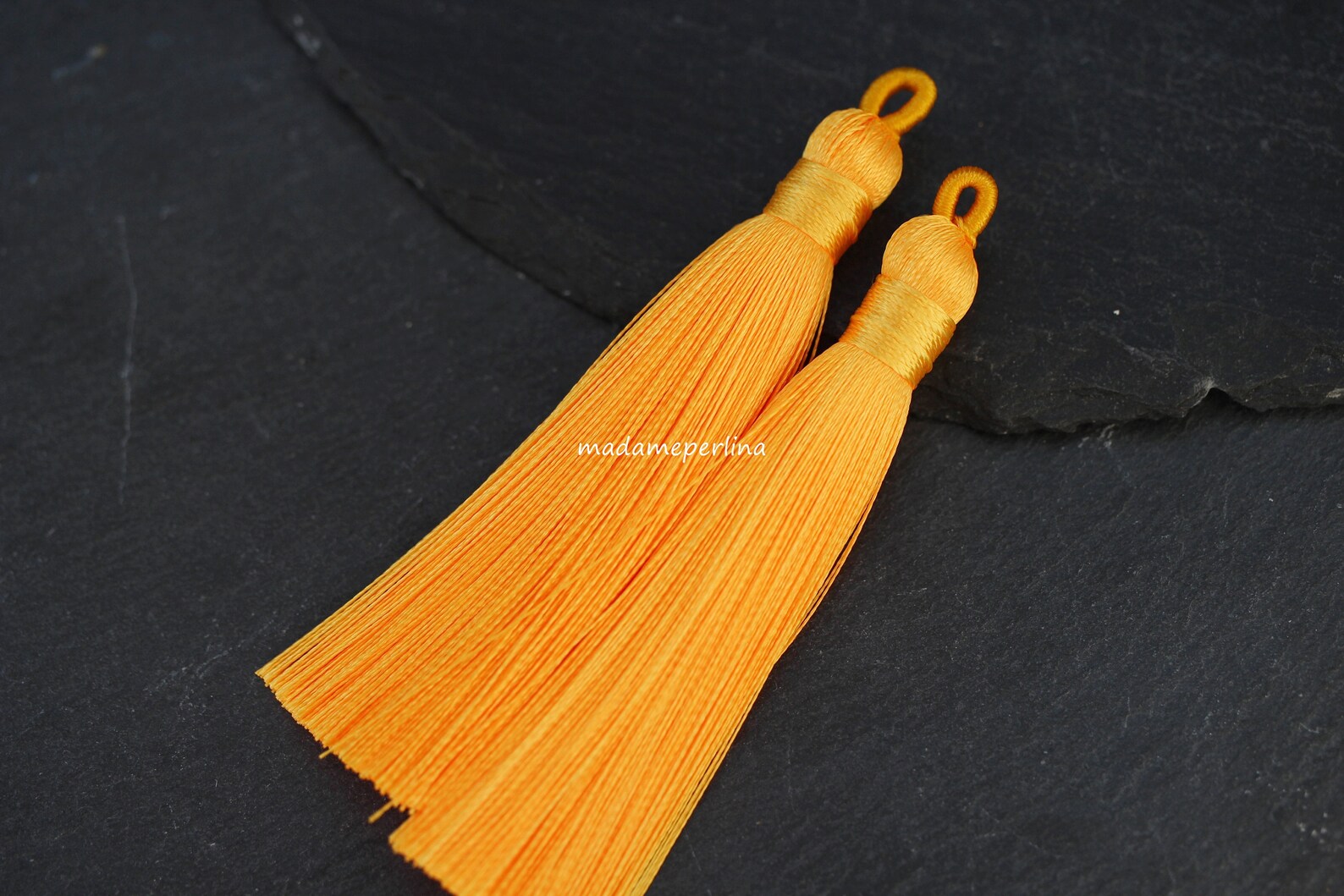 2 Light Orange silky tassels luxe silk 3.26'' inch Etsy