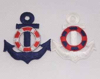 Applique Anchors with Liferings Blue White and Red Rings