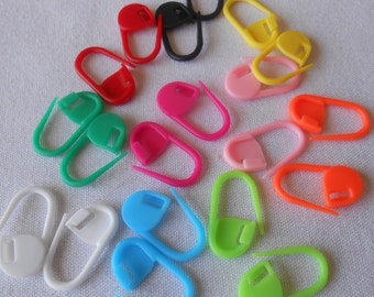 Plastic Locking Stitch Markers. Progress Keeper. Stitch Placeholder. Plastic Safety Pin. Knit Crochet Tool. Free US Shipping