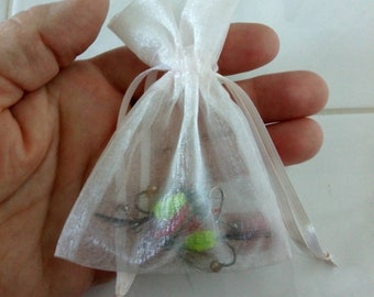 12 Light Pink Organza Sachet Bags, 4"x3" (10x7.75cm) Drawstring Gift Trinket Jewelry Small Parts Bags
