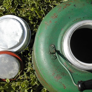 Retro Stoneware-Lined  Water Jug/Cooler. Vintage Milk Cooler. Country Chic. Glamping Equipment