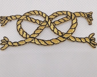 Gold & Black Sailor Knot, Iron-On Nautical Motif, Vintage Appliques for Yachting Embellishment