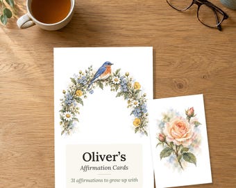 Personalized Affirmation Cards for Kids, 31 Cards in a Gift Box from Grandma