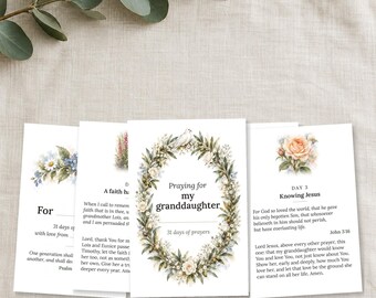 Printable Prayer Cards for Grandchildren, 31 KJV Scripture Cards, 4x6 Instant Download, Granddaughter and Grandson Versions, Grandma Gift